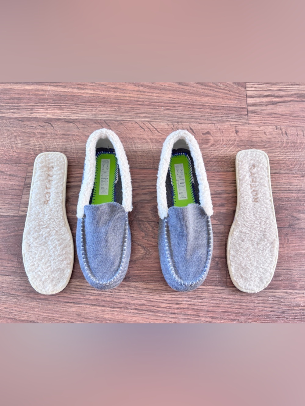 Rothy’s Driving Loafers- The Slipper in Birch Grey | Wool Sherpa Lined | Size 7